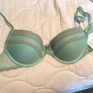 Teal and gray push up bra